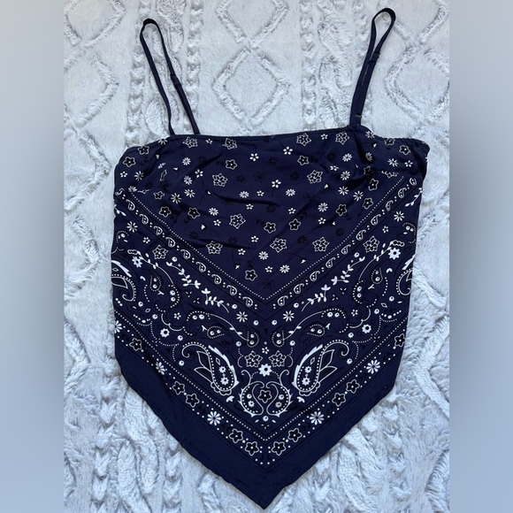 Garage Dark Blue Cowboy Bandana Crop Top - Picture 4 of 5